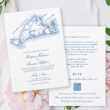 Edgartown MA All-in-One Navy Blue QR Code Wedding