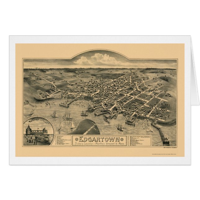 Edgartown, MA Panoramic Map - 1886 (Front Horizontal)