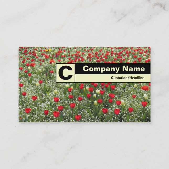 Edge Labelled Monogram - Bed of Tulips Business Card (Front)