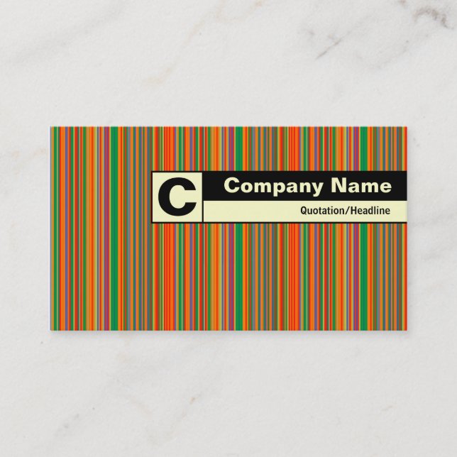 Edge Labelled Monogram - Colourful Stripes 01 Business Card (Front)