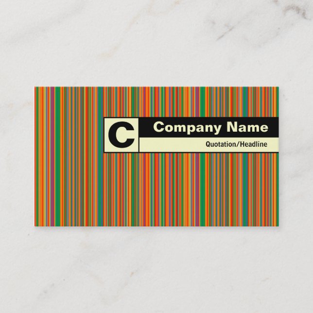 Edge Labelled Monogram - Colourful Stripes 02 Business Card (Front)
