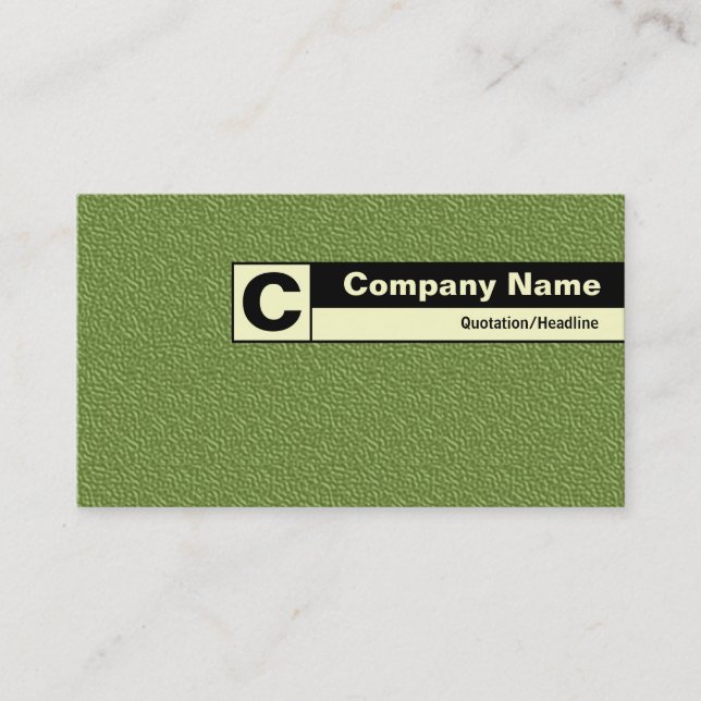 Edge Labelled Monogram - Green Embossed Tex Business Card (Front)
