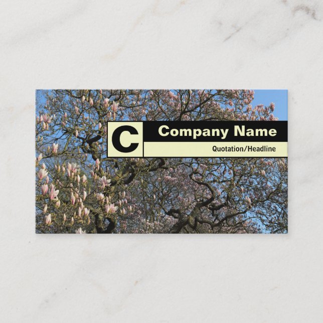 Edge Labelled Monogram - Magnolia Tree in Blossom Business Card (Front)