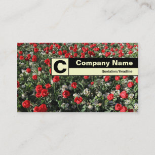 Edge Labelled Monogram - Red Tulips and Primroses Business Card