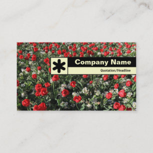 Edge Labelled - Red Tulips and Primroses Business Card