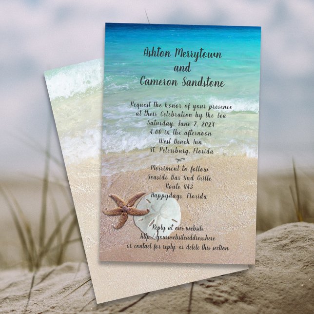 Edge of the Sea Wedding Sand Dollar Invitation (Creator Uploaded)