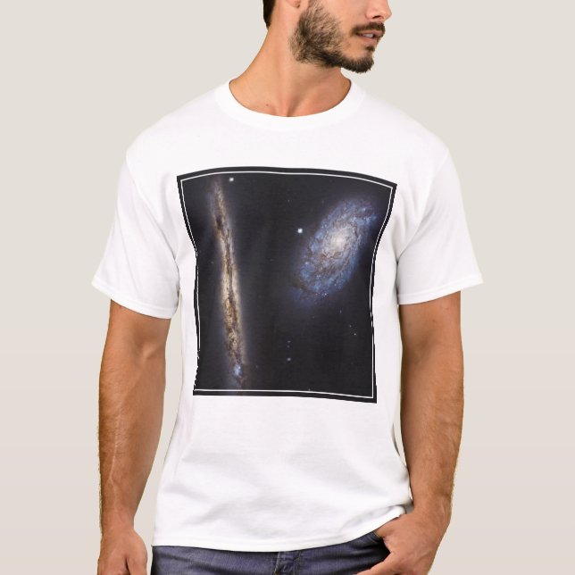 Edge-On Galaxy Ngc 4302 & Tilted Galaxy Ngc 4298 T-Shirt (Front)