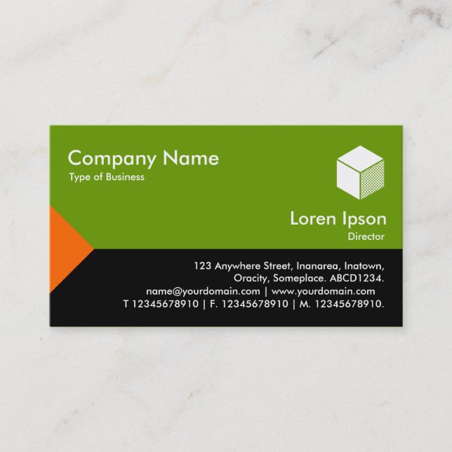 Edge Triangle III - Orange, Black with Avocado Business Card (Front)