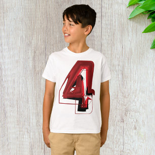 Edgy Abstract Red and Black Number 4 T-Shirt