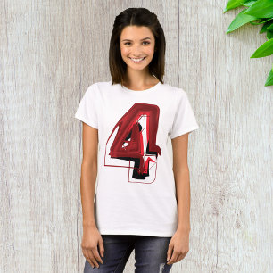 Edgy Abstract Red and Black Number 4  T-Shirt