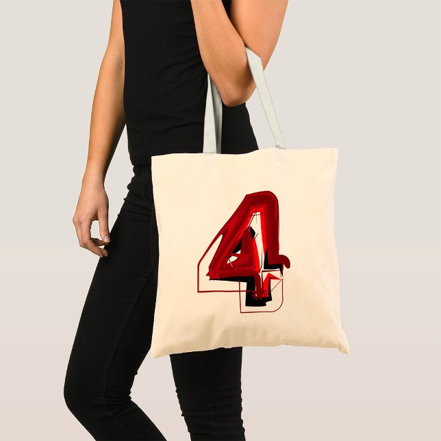 Edgy Abstract Red and Black Number 4  Tote Bag (Creator Uploaded)