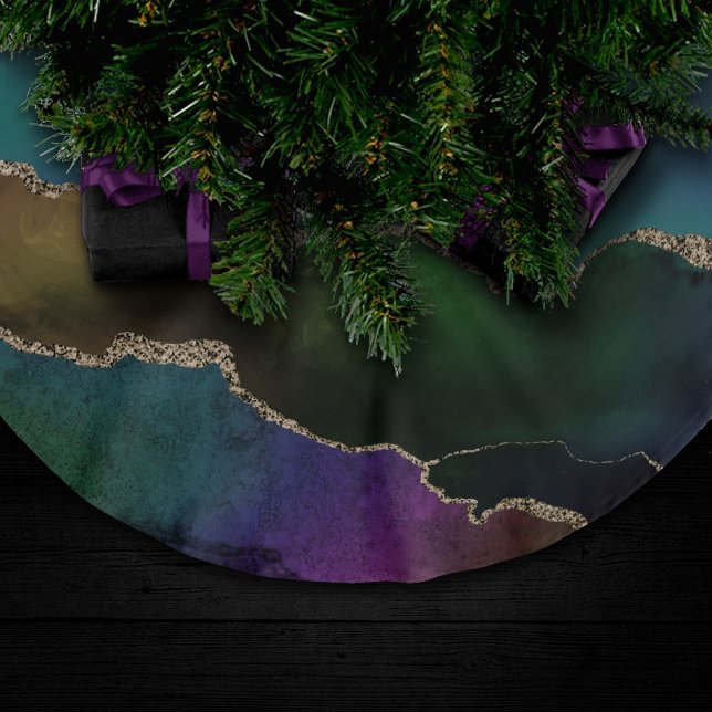 Edgy Agate | Dark Moody Jewel Tone Mystic Teal Brushed Polyester Tree Skirt (Creator Uploaded)