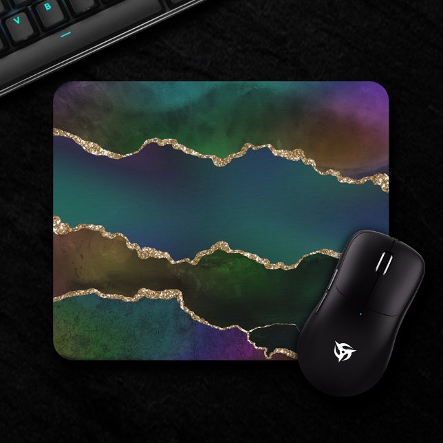 Edgy Agate | Dark Moody Jewel Tone Mystic Teal Mouse Pad (Creator Uploaded)