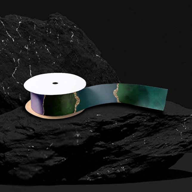 Edgy Agate | Dark Moody Jewel Tone Mystic Teal Satin Ribbon (Creator Uploaded)
