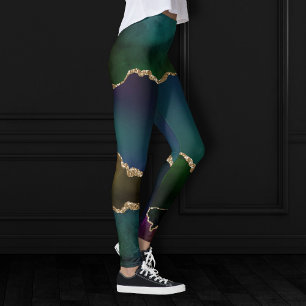 Edgy Agate   Dark Moody Jewel Tone Teal Leggings