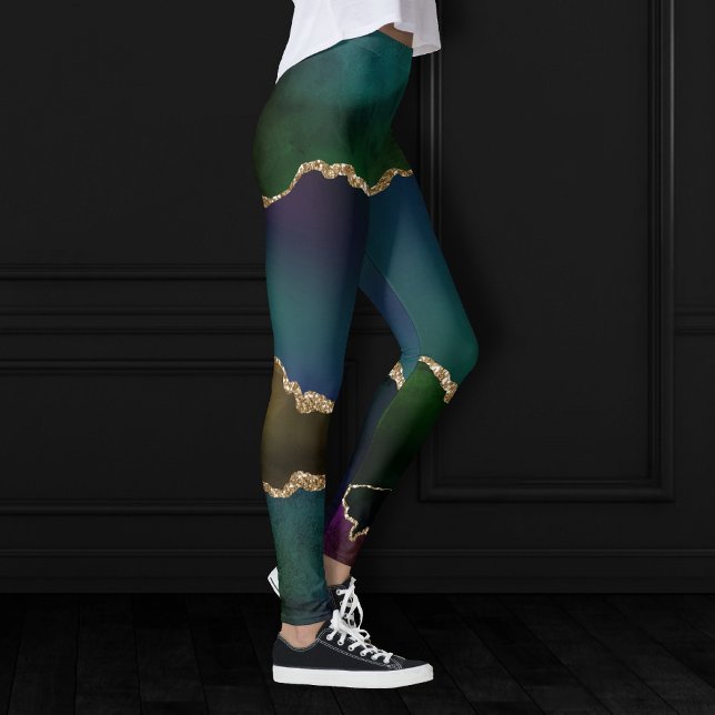 Edgy Agate | Dark Moody Jewel Tone Teal Leggings (Creator Uploaded)