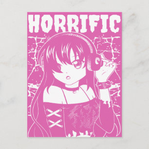 Edgy Anime Girl "Horrific" Grunge Streetwear  Postcard