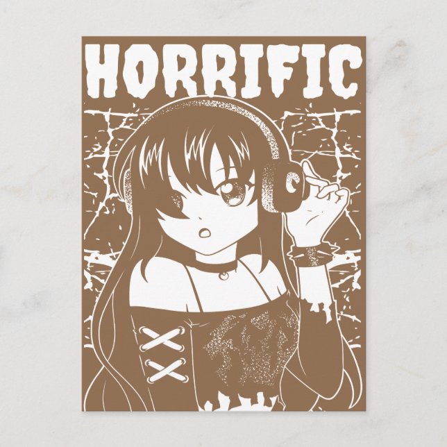Edgy Anime Girl "Horrific" Grunge Streetwear  Postcard (Front)