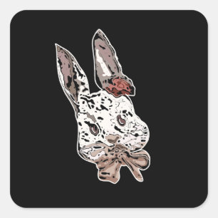 Edgy, artistic rabbit illustration - Unique art Square Sticker