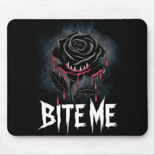 Edgy 'Bite Me' Gothic Rose Design Mouse Pad