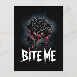 Edgy 'Bite Me' Gothic Rose Design  Postcard