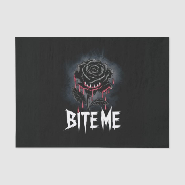 Edgy 'Bite Me' Gothic Rose Design  Tissue Paper (Front)