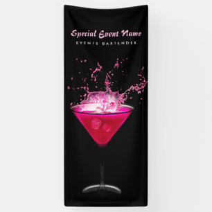 Edgy Black and Pink Splash Bartending Events Banner