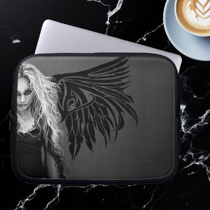 Edgy Black Tribal Fallen Angel Red Eyes Gothic  Laptop Sleeve