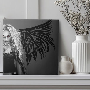 Edgy Black Tribal Fallen Angel Red Eyes Gothic  Tile