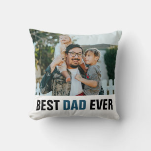 Edgy Blue Best Dad Ever Photo Father’s Day Cushion