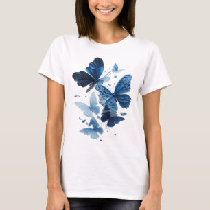 Edgy Blue BLUE BUTTERFLIES Wearable Art T-Shirt
