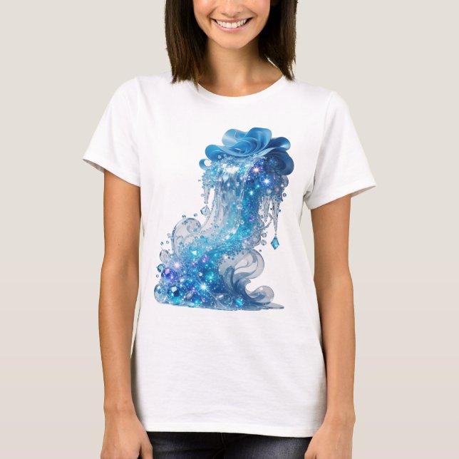 Edgy Blue BLUE ICE WAVE Print T-Shirt (Front)