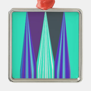 Edgy Blue Purple Cyan Chevron Art Print Metal Tree Decoration