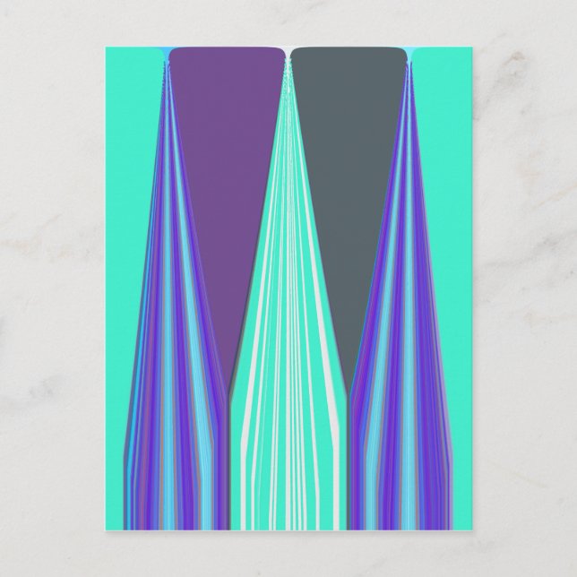 Edgy Blue Purple Cyan Chevron Art Print Postcard (Front)