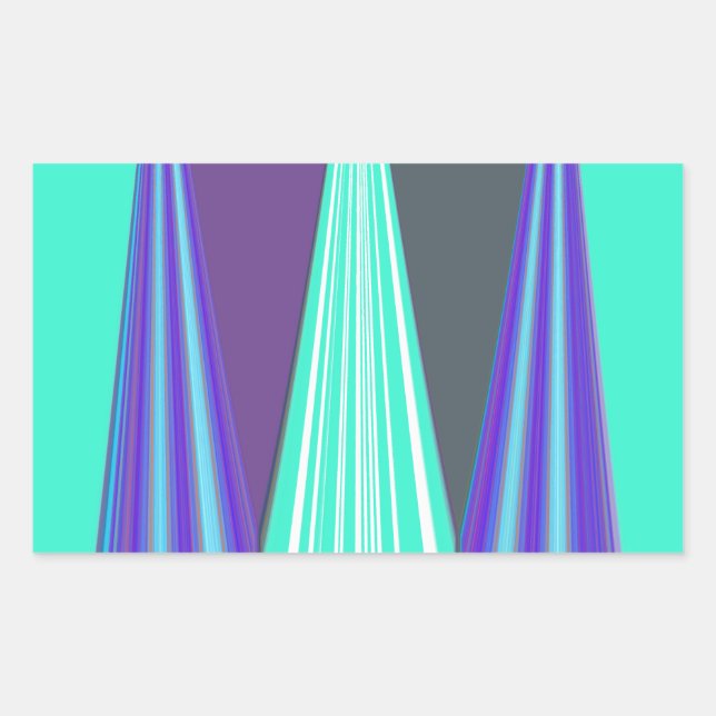 Edgy Blue Purple Cyan Chevron Art Print Rectangular Sticker (Front)
