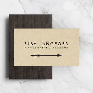 Edgy Bohemian Arrow on Tan Cardboard Business Card