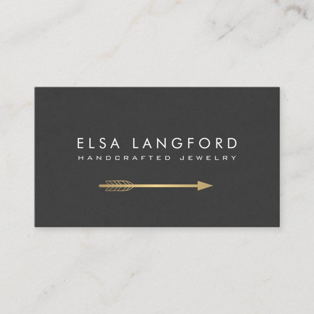 Edgy Bohemian Faux Gold Arrow Artisanal Craft Business Card (Front)