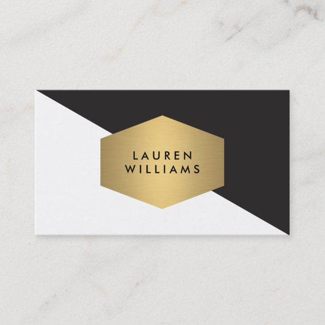 Edgy Bold Geometric Black/White Business Card (Front)