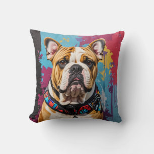 Edgy Bulldog Grunge Background  Cushion