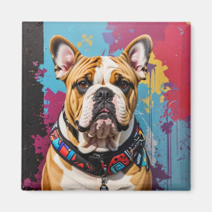 Edgy Bulldog Grunge Background Magnet