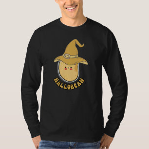 Edgy Cartoon HalloBean with Witch Hat Pun T-Shirt