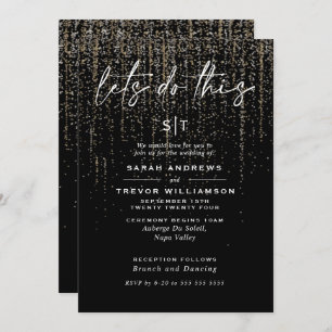 Edgy Chic Champagne Glitter Garland Invitation