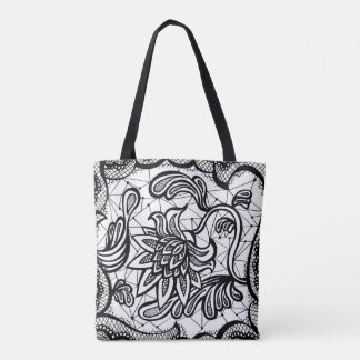 Edgy & Chic Intricate Lace Flower illustration Tote Bag