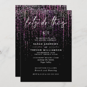 Edgy Chic Magenta Glitter Garland Invitation