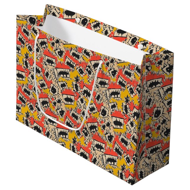 Edgy Comic Sharp Teeth Monster Large Gift Bag (Front Angled)