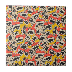 Edgy Comic Sharp Teeth Monster Tile