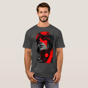 Edgy Cyberpunk Sniper Red Target Graphic T-Shirt