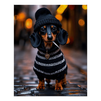 Edgy Dachshund Poster