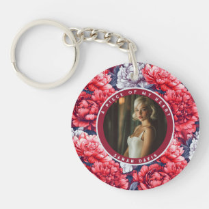Edgy Dads Day Gifts Custom Peonies Key Ring