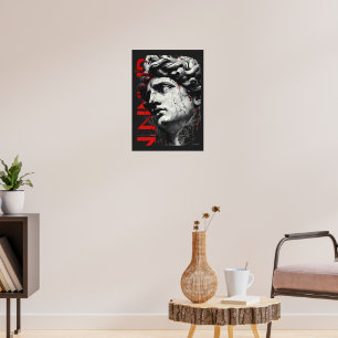Edgy David Bust Modern Street Art Poster
